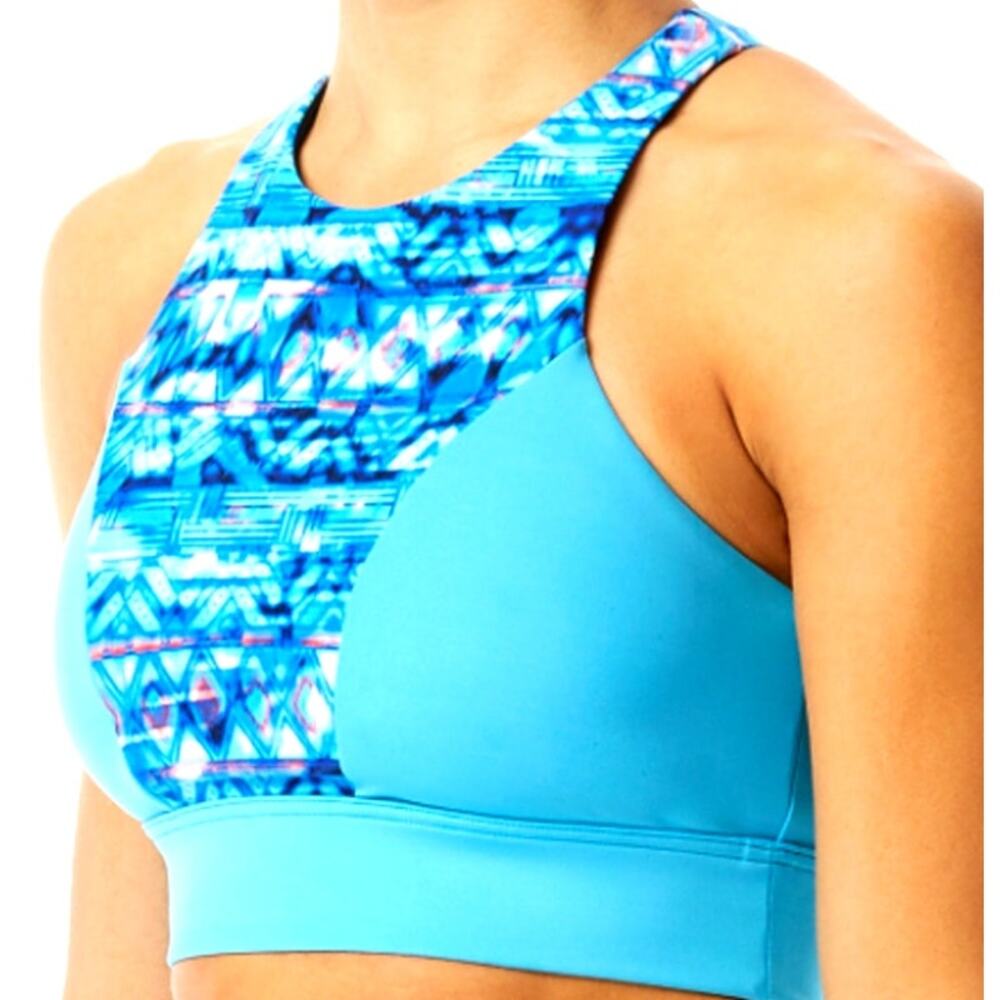 TYR Womens SUNDRATA Amira Maximum Support Sport Bra Swim Top Turquoise Small 4/6